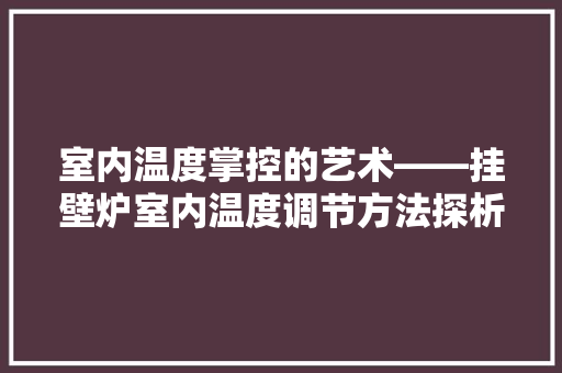 室内温度掌控的艺术——挂壁炉室内温度调节方法探析 贴膜