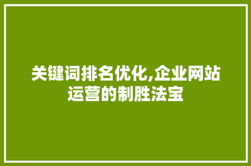 关键词排名优化,企业网站运营的制胜法宝 洁具维修