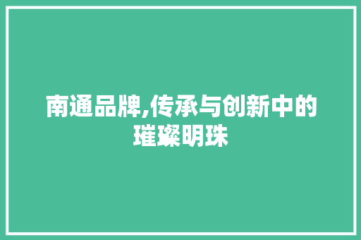 南通品牌,传承与创新中的璀璨明珠 翻新改色