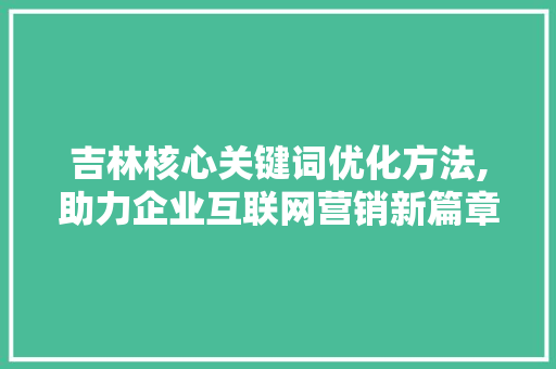 吉林核心关键词优化方法,助力企业互联网营销新篇章 翻新改色