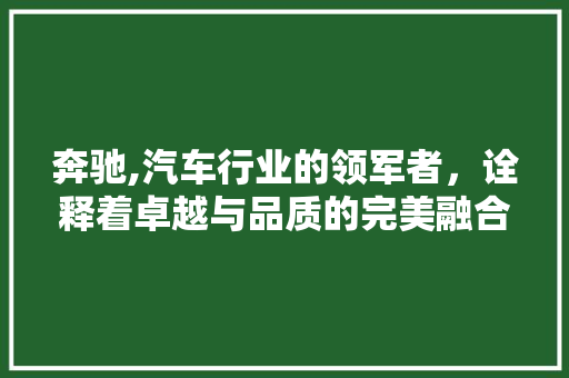 奔驰,汽车行业的领军者，诠释着卓越与品质的完美融合 旧房改造