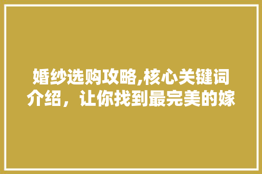 婚纱选购攻略,核心关键词介绍，让你找到最完美的嫁衣 灯具安装