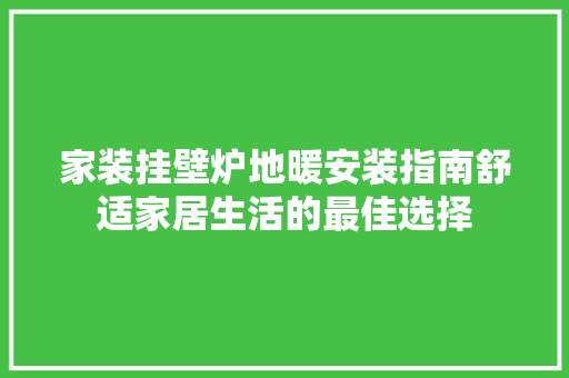 家装挂壁炉地暖安装指南舒适家居生活的最佳选择 家居维修