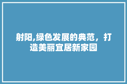 射阳,绿色发展的典范，打造美丽宜居新家园 清洁保养