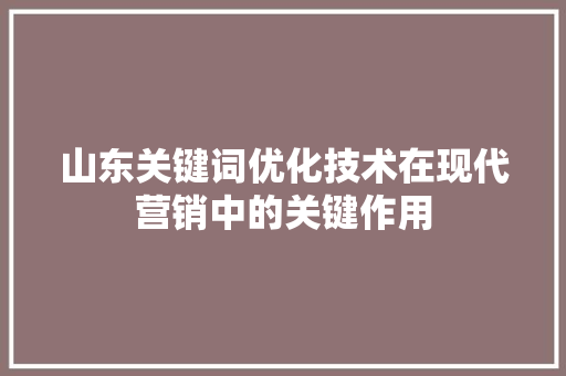 山东关键词优化技术在现代营销中的关键作用 热水器