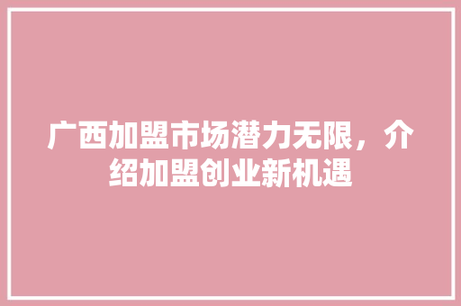 广西加盟市场潜力无限，介绍加盟创业新机遇 空调