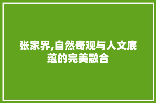 张家界,自然奇观与人文底蕴的完美融合 冰箱
