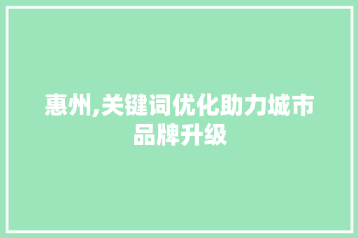 惠州,关键词优化助力城市品牌升级 家电维护