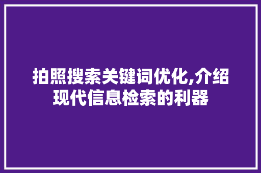 拍照搜索关键词优化,介绍现代信息检索的利器 灯具安装