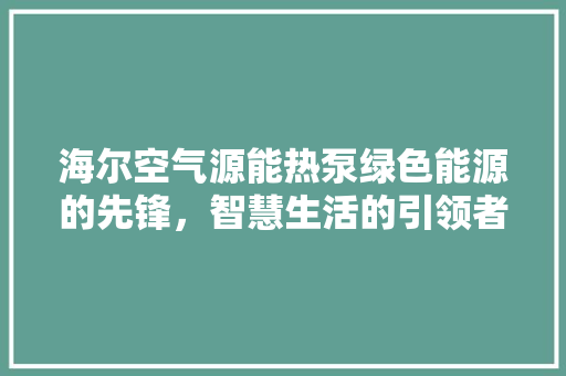 海尔空气源能热泵绿色能源的先锋，智慧生活的引领者 龙头管件