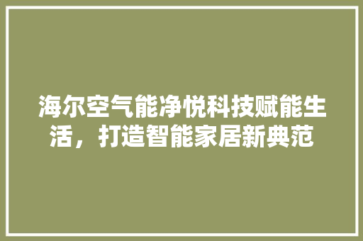 海尔空气能净悦科技赋能生活，打造智能家居新典范 翻新改色