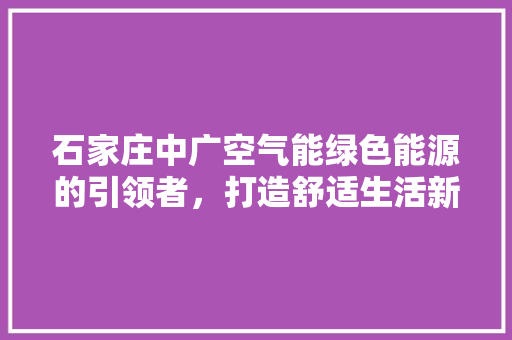 石家庄中广空气能绿色能源的引领者，打造舒适生活新风尚 洗衣机