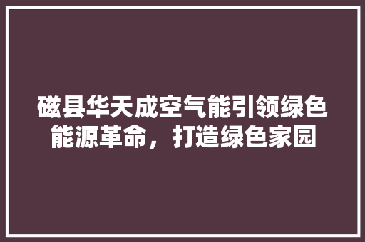 磁县华天成空气能引领绿色能源革命，打造绿色家园 清洁保养
