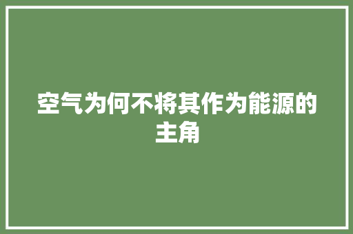空气为何不将其作为能源的主角 家电维护