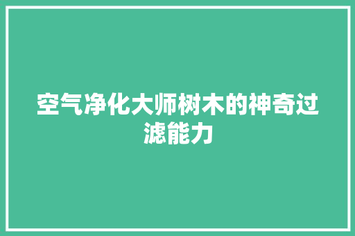空气净化大师树木的神奇过滤能力 家具修理