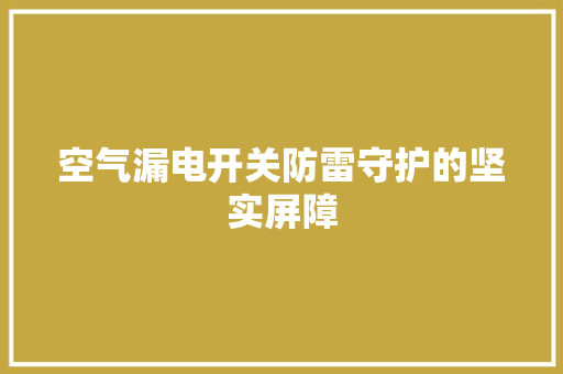 空气漏电开关防雷守护的坚实屏障 家电维护