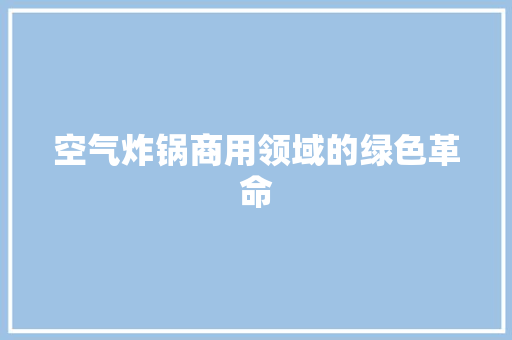 空气炸锅商用领域的绿色革命 空调