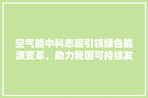 空气能中科志超引领绿色能源变革，助力我国可持续发展 空调