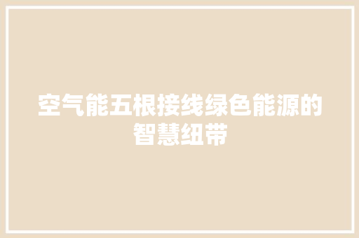 空气能五根接线绿色能源的智慧纽带 洁具维修