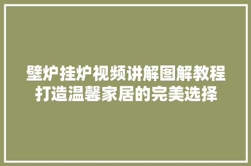 壁炉挂炉视频讲解图解教程打造温馨家居的完美选择 水电维修