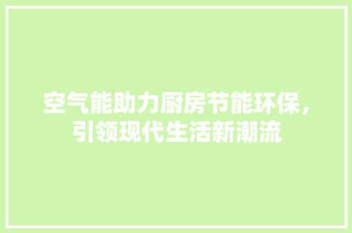 空气能助力厨房节能环保，引领现代生活新潮流 热水器