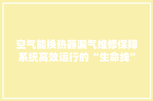 空气能换热器漏气维修保障系统高效运行的“生命线” 装修设计