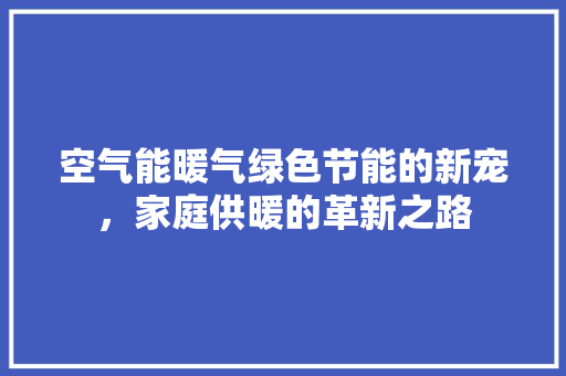 空气能暖气绿色节能的新宠，家庭供暖的革新之路 灯具安装