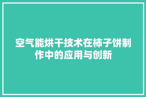 空气能烘干技术在柿子饼制作中的应用与创新 家居维修