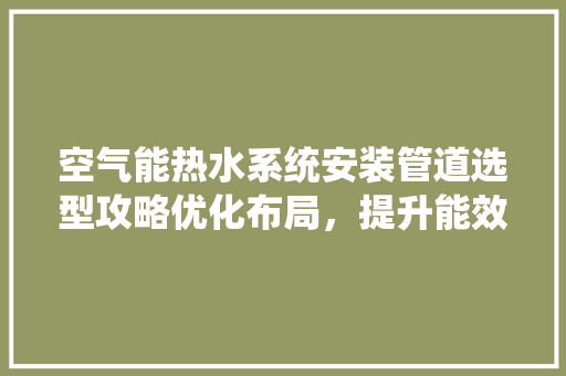 空气能热水系统安装管道选型攻略优化布局，提升能效 翻新改色
