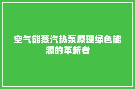空气能蒸汽热泵原理绿色能源的革新者 灯具安装