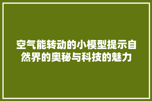 空气能转动的小模型提示自然界的奥秘与科技的魅力 翻新改色