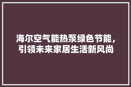 海尔空气能热泵绿色节能，引领未来家居生活新风尚 家居维修