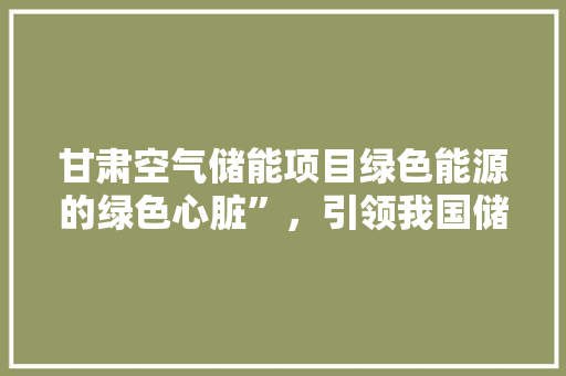 甘肃空气储能项目绿色能源的绿色心脏”，引领我国储能技术新篇章 灯具安装