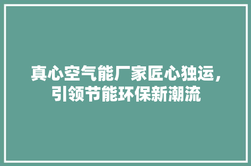 真心空气能厂家匠心独运，引领节能环保新潮流 热水器