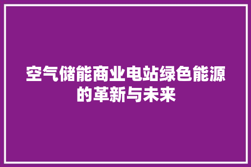 空气储能商业电站绿色能源的革新与未来 洗衣机