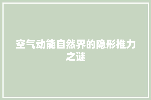 空气动能自然界的隐形推力之谜 翻新改色