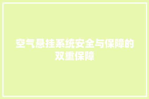 空气悬挂系统安全与保障的双重保障 洁具维修