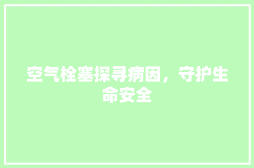 空气栓塞探寻病因，守护生命安全 局部翻新