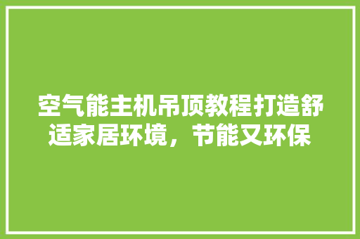 空气能主机吊顶教程打造舒适家居环境，节能又环保 水电维修