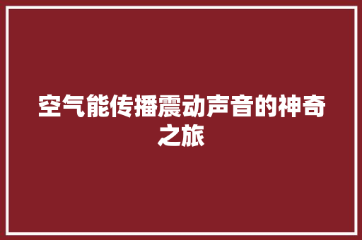 空气能传播震动声音的神奇之旅 家居维修