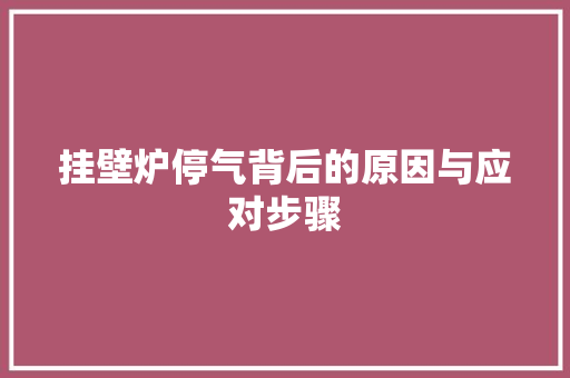 挂壁炉停气背后的原因与应对步骤 装修设计