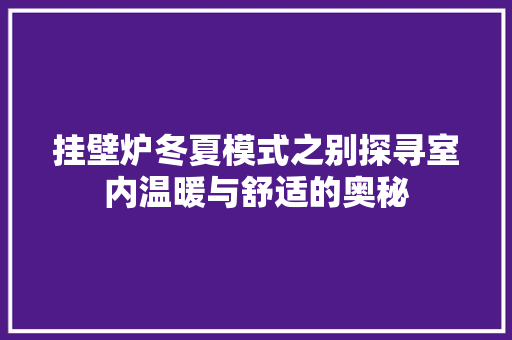 挂壁炉冬夏模式之别探寻室内温暖与舒适的奥秘 装修设计