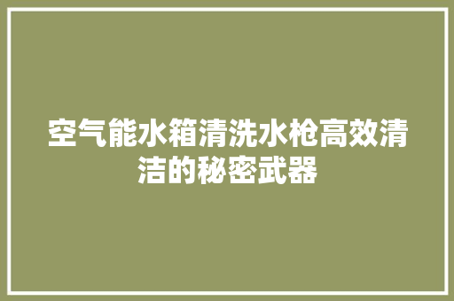 空气能水箱清洗水枪高效清洁的秘密武器 旧房改造