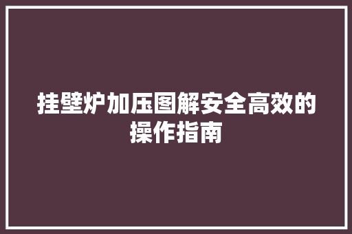挂壁炉加压图解安全高效的操作指南 局部翻新