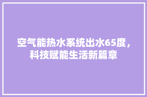 空气能热水系统出水65度，科技赋能生活新篇章 贴膜