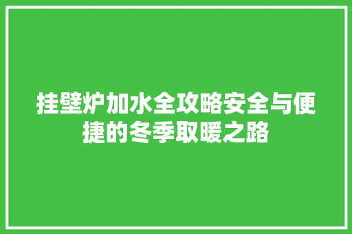 挂壁炉加水全攻略安全与便捷的冬季取暖之路 冰箱