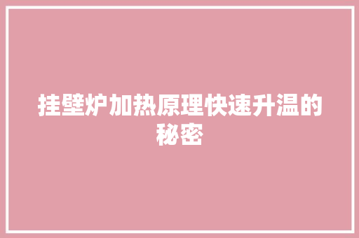 挂壁炉加热原理快速升温的秘密 局部翻新