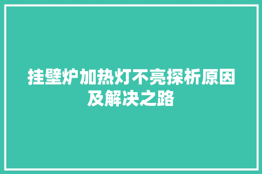挂壁炉加热灯不亮探析原因及解决之路 旧房改造
