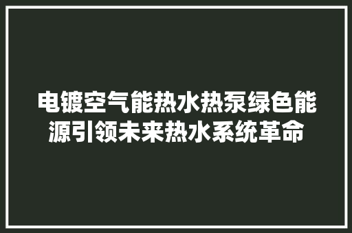电镀空气能热水热泵绿色能源引领未来热水系统革命 冰箱
