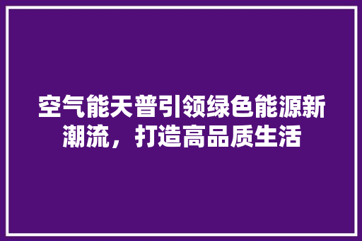 空气能天普引领绿色能源新潮流，打造高品质生活 热水器